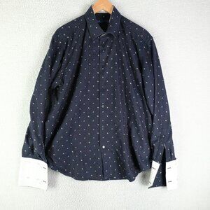 Robert Graham Shirt Mens Extra Large Blue Paisley French Cuff Button Up